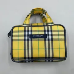 未使用級　BURBERRY バーバリー　マルチポーチ　持ち手付き　バニティポーチ　ノバチェック　ロゴ　ナイロン　黄色　イエロー　vintage