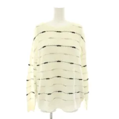 セオリーリュクス theory luxe ニーノ ラケル NINO RAKEL ニット セーター クルーネック 長袖 ボーダー柄 シアー 麻 リネン 38 白 ホワイト 黒 ブラック 03-9101713-000-038 /YT