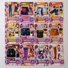 ⑩ 紫吹蘭 12枚セット レディオンプルオールインワン グリッターローズスカート ピエドプールトップス ピエドプールパンプス ビッグフラワープリントTシャツ ブラックレーシーショーパン セクシーロゴチューブトップ ほか ／ アイカツ！Aikatsu！