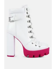ロンドンラグ レディース シューズ ブーツ・レインブーツ London Rag Womens larch cushion collared biker boots White ホワイト