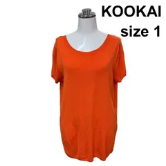 ◇ クーカイ KOOKAI セーター 半袖 ボートネック 異素材 リボン オレンジ 1 S 7号 レディース Z6B874のサムネイル