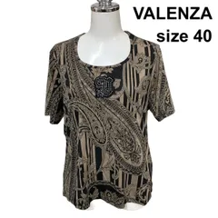 ◇ バレンザ VALENZA カットソー 半袖 ホースシューネック トップス ブラウン 黒 40 M～L 11号 レディース Z6B876のサムネイル