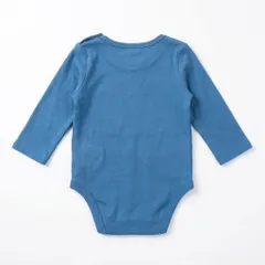 [C-12] 動物プリント 長袖ベビーロンパース ブルー