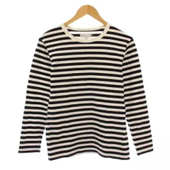 アニエスベー agnes b. Tシャツ ロンT 長袖 クルーネック バイカラー ストレッチ ボーダー柄 T2 黒 ブラック 白 ホワイト /BB