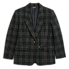 [C-11] チェック柄 テーラードジャケット 金ボタン