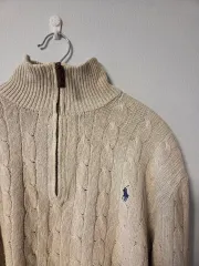 ポロラルフローレン ハーフジップアップ ケーブルニット XL