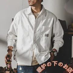 シャツジャケット メンズ メンズシャツ メンズ 長袖シャツ ワークシャツ ミリタリーシャツ ワンポイント 厚手 カジュアルシャツ おしゃれ75103