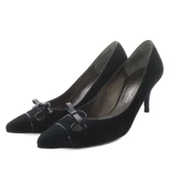 銀座かねまつ GINZA Kanematsu パンプス ハイヒール ポインテッドトゥ スエード 22.5cm ブラック /YO32