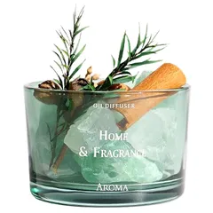 【新品】 heizi アロマストーン ストーンディフューザー 天然石 グラス アロマオイル アロマディフューザー (グリーン) 1