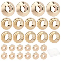 【新品】 SUNNYCLUE　3種60個　18k　ビーズ　スペーサービーズ　大穴　ラウンド　ビーズ　パーツ　平　ビーズ　フラット　ビーズ　丸玉　円形　ブラスビーズ　真鍮　ビーズ　メタルビーズ　金属ビーズ　ロンデルビーズ　大穴ビーズ　糸通しビーズ　デコ　ビー 0