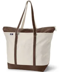 ランズエンド レディース バッグ Lands End Extra Large 5 Pocket Zip Top Long Handle Canvas Tote Bag Naturalbrown rooのサムネイル