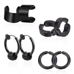 【特価セール】イヤーカフ イヤリング メンズ フェイクピアス ノンホールピアス レディース 人気 earrings for men and women 両耳用 サージカルステンレス316L 金属アレルギー対応 シルバー ブラック ゴールド