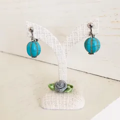 ターコイズブルー（丸型）素敵なエレガントイヤリング☆
