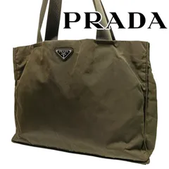 PRADA　プラダ　トートバッグ　ナイロントートバッグ　三角プレート　白タグ　 カーキ　ギャランティカード