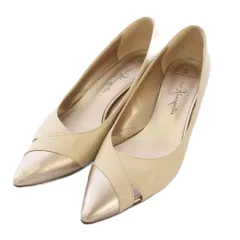 銀座かねまつ GINZA Kanematsu パンプス レザー ポインテッドトゥ 切替 23cm E ベージュ /TK