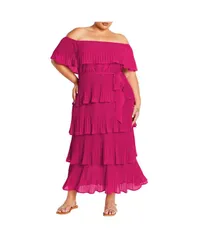 シティーシック レディース トップス ワンピース プラスサイズ CITY CHIC Plus Size Night Garden Dress Hot pink ピンク