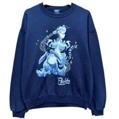 Disney ディズニー くまのプーさん ティガー イーヨー プリント スウェット トレーナー メンズL相当 古着 Florida Celebrate the Magic ネイビー 紺色【スウェット】/ MS121