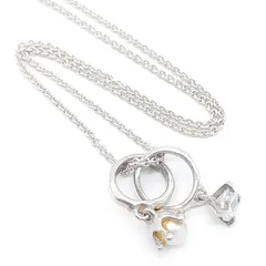 e.m. イーエム ネックレス SILVER 925 シルバー 淡水パール ジルコニア 二連 ベビーリング