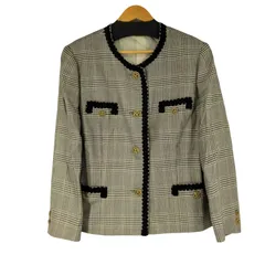 バーバリーズ BURBERRYS チェック ノーカラー ジャケット レディース 表記無 