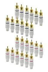 【新着商品】金メッキ オーディオ 半田レス アンプ コネクタ 端子 オス ジャック 自作 赤 レッド プラグ 黒 ブラック 各 RCA 12個 計 24個