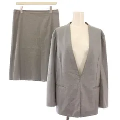 アンタイトル UNTITLED セットアップ ノーカラージャケット アウター シングル フレアスカート ひざ丈 無地 42 4 グレー /BB