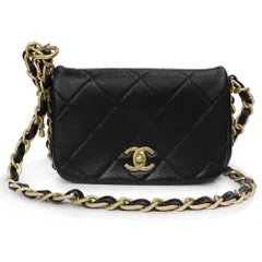 シャネル ココマーク マトラッセ フラップ チェーン ショルダーバッグ 斜め掛け ラムスキン レザー ブラック 黒 マットゴールド金具 AS4451 箱付 CHANEL（美品）