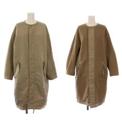 マカフィー MACPHEE トゥモローランド ナイロンフリース リバーシブルノーカラーコート ロング 36 ベージュ 12-08-04-08704 /BM