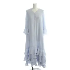 スナイデル SNIDEL シフォンフリルロングワンピース 0 青 ブルー 七分袖 フリル SWFO234324 /AP