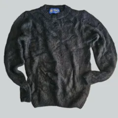 メンズ95号/ぶ厚い長袖Tシャツ 冬セーター - ブラック