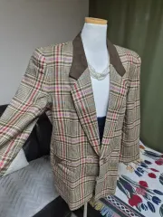 ハイクオリティLINE 洗練されたカラー配色 ルーズフィット CHECK ウールジャケット