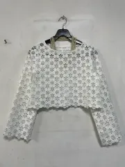 特価新)N5848 ZARA ザラ 刺繍 レース ブラウス クロップド シースルー ジュニア