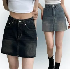 ベージュジス エディ Y2K ヴィンテージ ウォッシュ デニム ミニスカート ショート ブラックデニム S