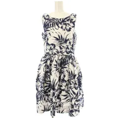 ポロ ラルフローレン POLO RALPH LAUREN ワンピース ひざ丈 ノースリーブ 花柄 16 紺 ネイビー 白 ホワイト /OR