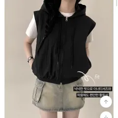 ブラック フード ウィンドブレーカー ベスト