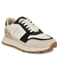 ナインウェスト レディース シューズ スニーカー レース Nine West Womens Kalah Casual LaceUp Sneakers IvoryBlackGold Leopard アイのサムネイル