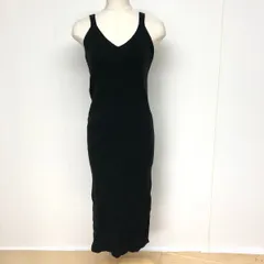 [値下げ交渉歓迎] 韓国ファッション リブニットワンピース ブラック M ロング丈 ノースリーブ 美シルエット タイトシルエット Mサイズ相当 B-324