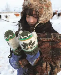 レディース雪花ニット手袋 冬雪花編み手袋