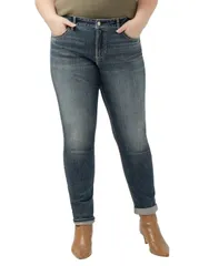 シルバー ジーンズ レディース ボトムス デニムパンツ プラスサイズ Silver Jeans Co Plus Size Girlfriend Mid Rise Skinny Leg Jeans Indigo インディゴ