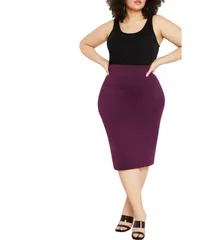 エロクイ レディース ボトムス スカート プラスサイズ ELOQUII Plus Size Neoprene Pencil Skirt Potent purple パープル