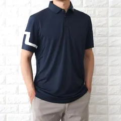 ゴルフウエア Jリンドバーグ 半袖シャツ ポロシャツ メンズ 速乾 ストレッチ ロゴ ネイビー 紺 J.LINDEBERG GMJT06335