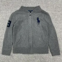 ポロラルフローレン キッズ ニット ジップアップ カーディガン グレー