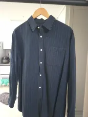 SPAO ネイビー ストライプ シャツ L