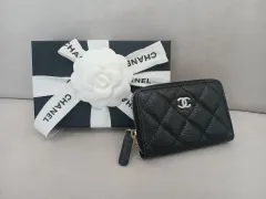韓国国内百貨店フルセット 25年最新 CHANEL シャネル キャビア シルバー ジッパー ドル 財布