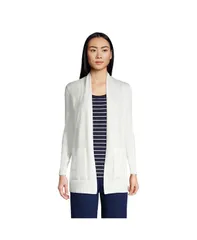 ランズエンド レディース アウター ニット・セーター コットン カーディガン Lands End Womens Cotton Open Long Sleeve Cardigan Sweater Ivory アイボリー