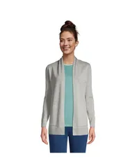 ランズエンド レディース アウター ニット・セーター コットン カーディガン Lands End Womens Cotton Open Long Sleeve Cardigan Sweater Gray heather グレー