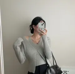 ゴージ スリット ノースリーブ カーディガン セット