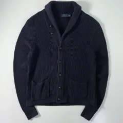Polo ポロ ラルフローレン コットン ネイビー ショールカラー ニット カーディガン