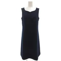 ホコモモラ JOCOMOMOLA ノースリーブワンピース 40 ハートシェイプドネック 紺 ネイビー グレー ひざ丈 ドット柄 /GV