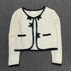 ヨーコ パール リー リボン ディテール ツイード ジャケット v0303