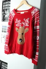 W(L-XL) ブランド ヴィンテージ ニット クリスマス ノルディック トナカイ -162AF